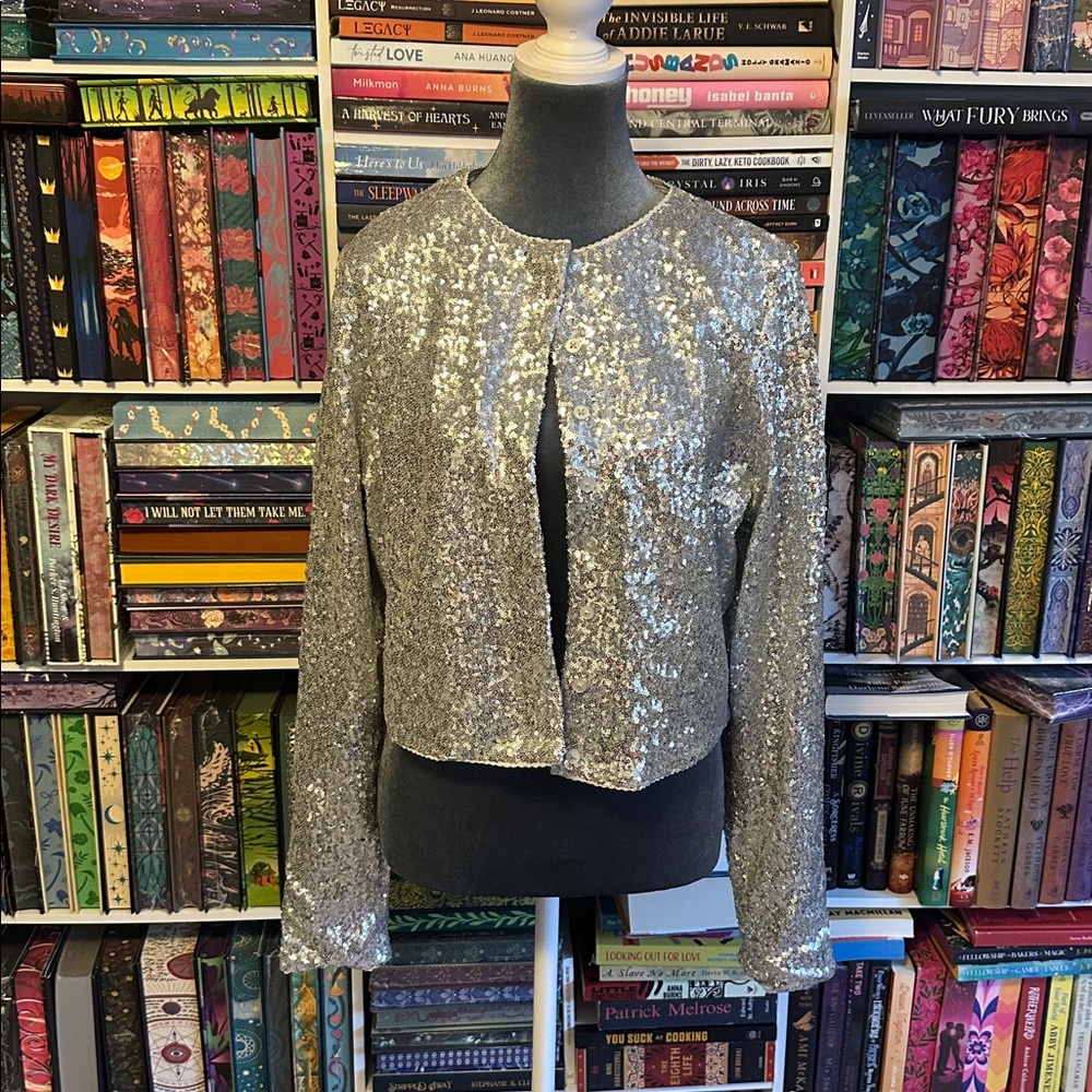Good American Silver Sequin Blazer Size XL